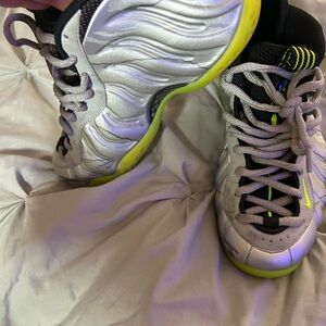 Silver and Neon Green Athletic Shoes